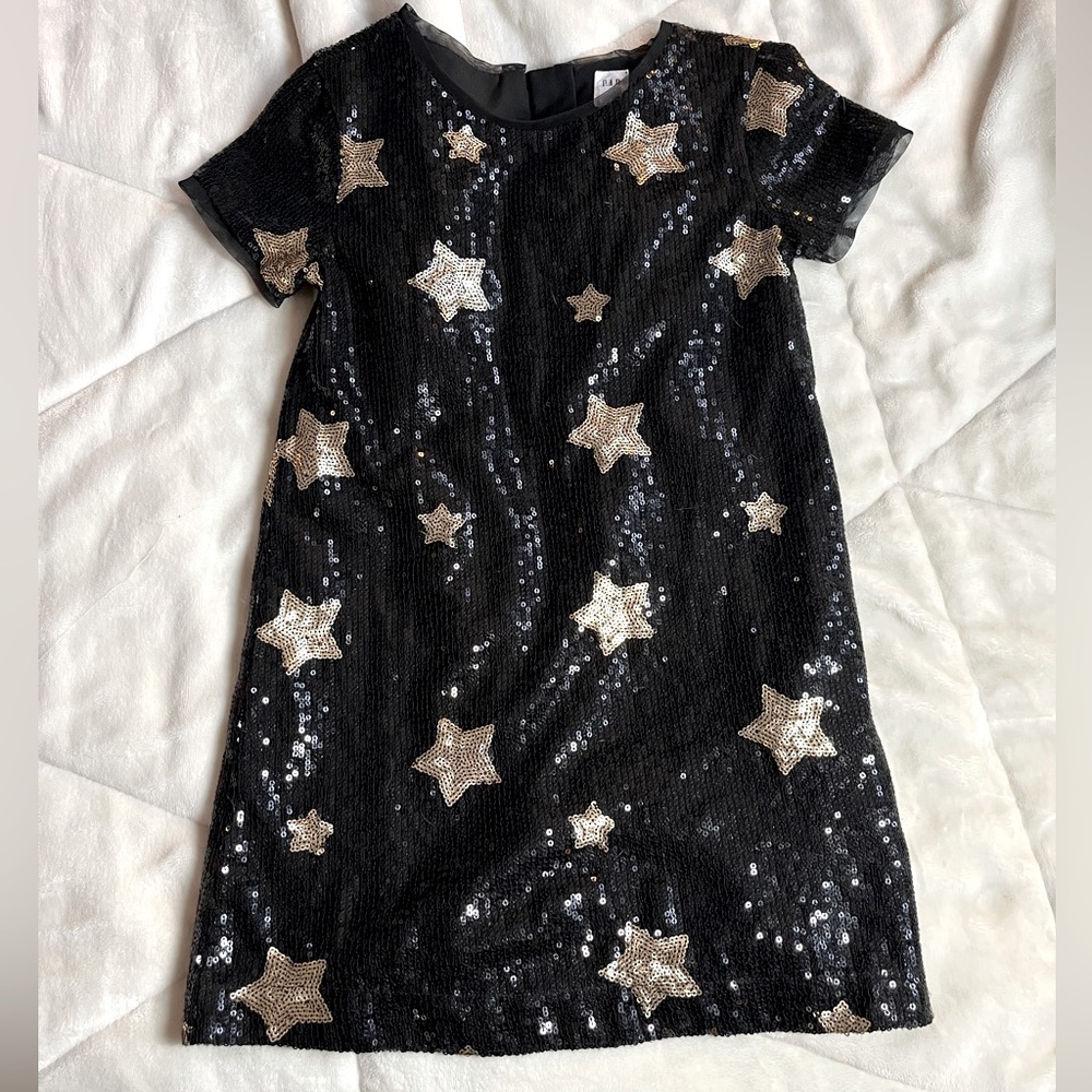 GAP Kids black sequined dress w/ gold stars. Size small.